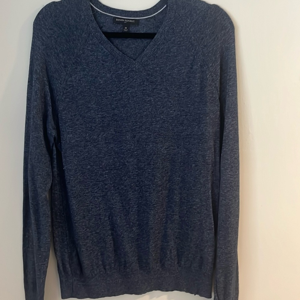 Banana Republic v neck cotton sweater, dark blue, size M